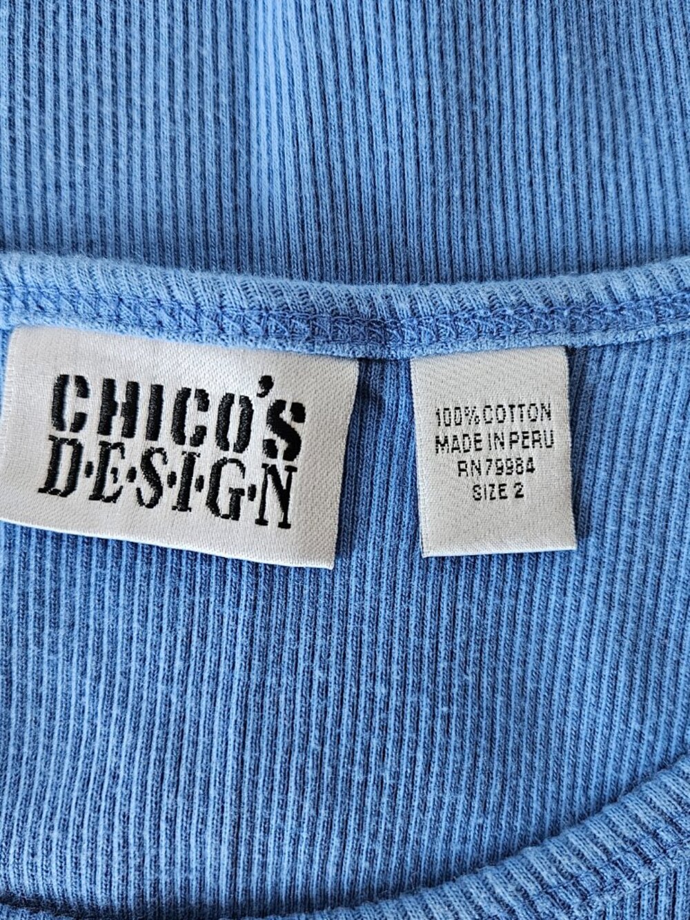 Chicos Design Ribbed Scoop Neck Tank | Chico's Size 2, US Size Large - Picture 6 of 9